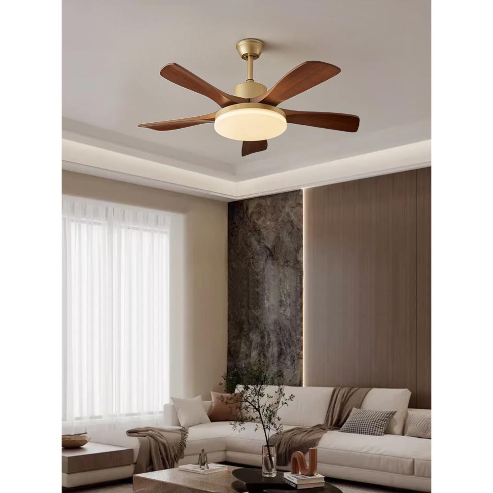 风扇灯复古客厅吊灯卧室餐厅带电风扇一体中式静音变频实木吊扇灯