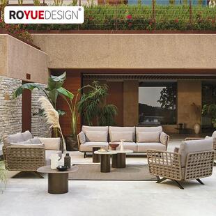 新款户外庭院沙发高端轻奢别墅休闲 区露台家俱大坪数进口花园梳