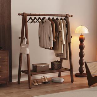 高级感实木衣架家用挂衣木质落地衣帽架服装 店专用多功能晾衣架子