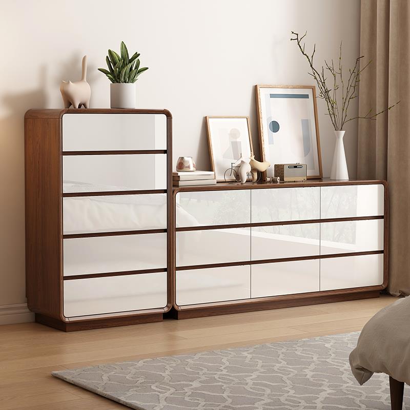 新中式六斗柜实木抽屉简约五斗柜客厅卧室斗会柜靠墙收纳储物柜子