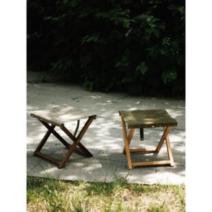 一山夏玛扎樱桃特洛伊木马实木折叠便携式原木家庭折叠凳子黑胡桃