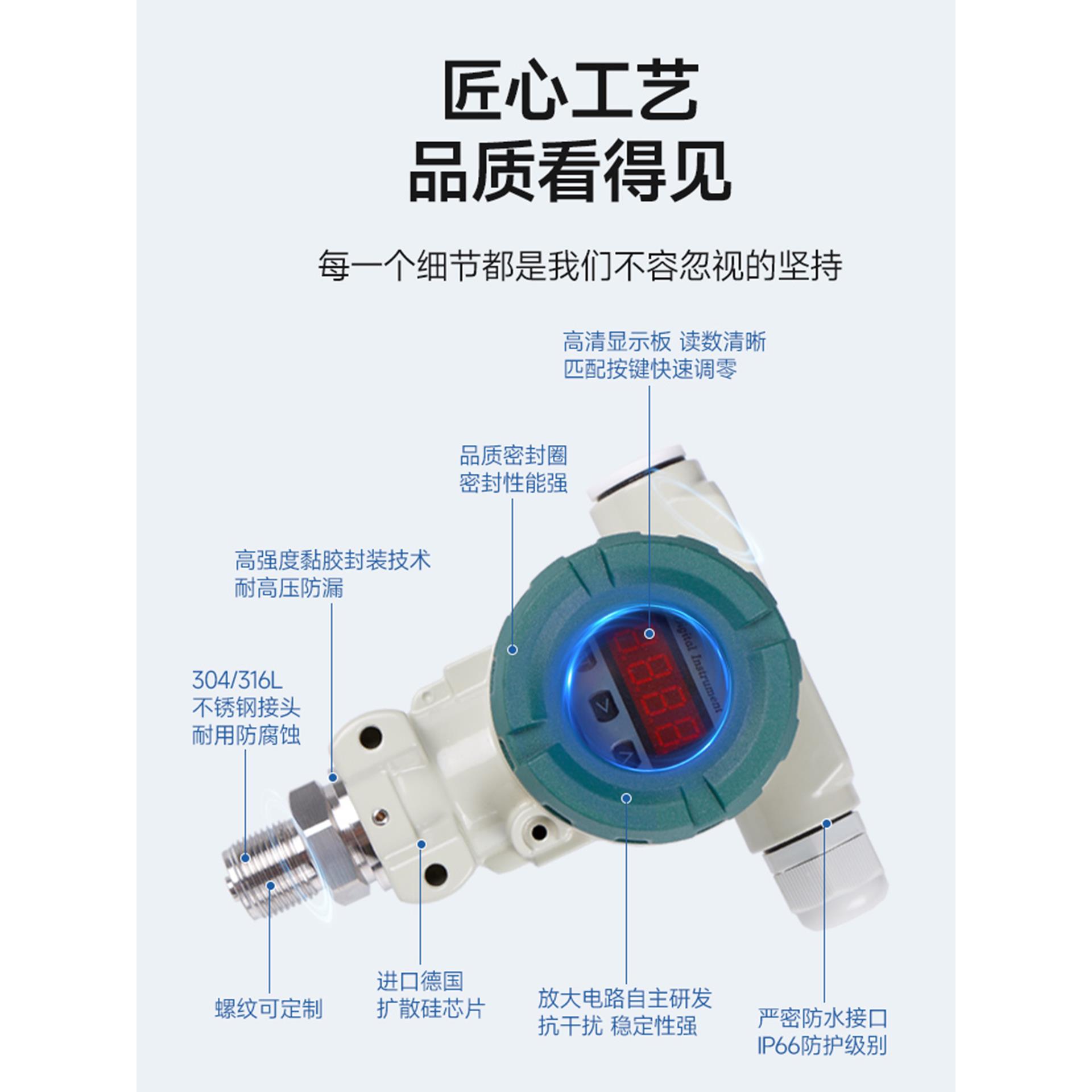 防爆型压力变送器带数显压力传感器4-20ma认证高精度扩散硅rs485