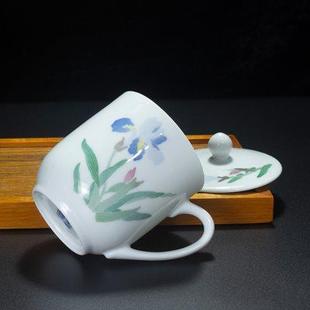 醴陵釉下彩陶瓷带盖茶杯办公杯会议杯家用茶具定制杯子大容量水杯
