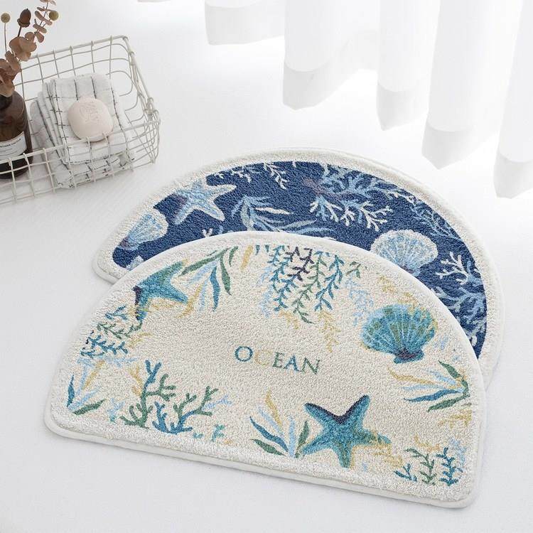 海洋主题 ins风半圆卫生间地垫浴室门口防滑垫吸水脚垫子蛋糕绒,居家布艺,家用脚垫,淘宝优惠券,粉丝福利购,淘宝优惠卷