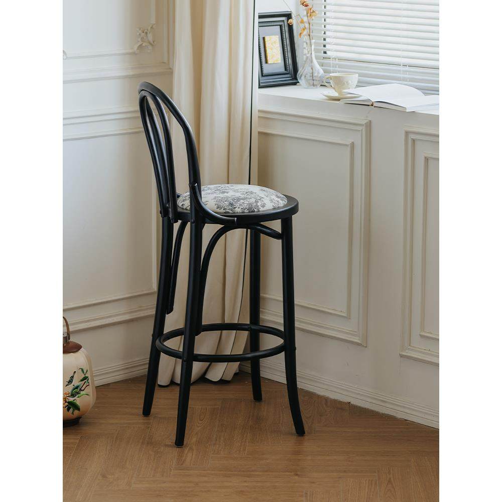 复古利亚设计师法式黑中古风实木高脚椅子靠背椅吧台椅北欧高脚凳,住宅家具,家用高脚椅,淘宝优惠券,粉丝福利购,淘宝优惠卷