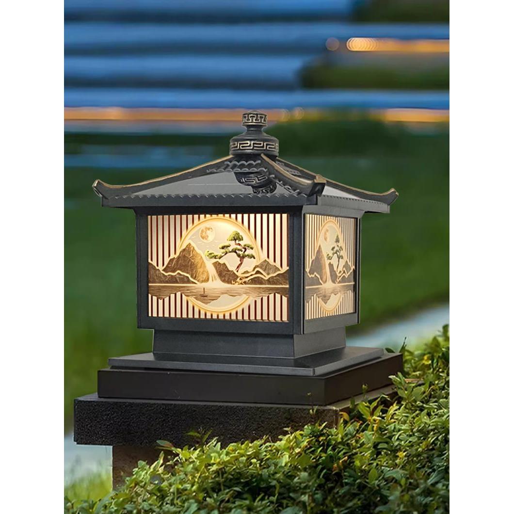 太阳能柱头灯Led灯防水户外花园灯庭院门壁灯门柱灯新型中国风灯