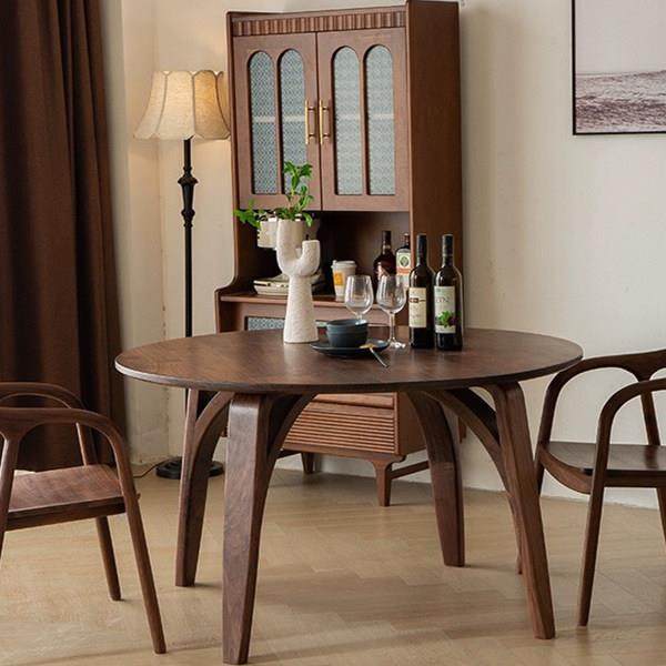 中古风圆形餐桌意式轻奢实木圆桌覆古白蜡木家用饭桌饭厅全实木,住宅家具,实木餐桌,淘宝优惠券,粉丝福利购,淘宝优惠卷