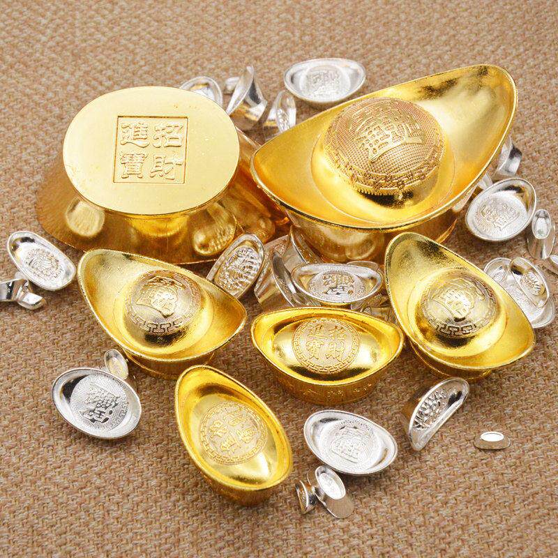 金元宝实心合金小元宝摆件家居中式客厅招铜元宝财位摆设装