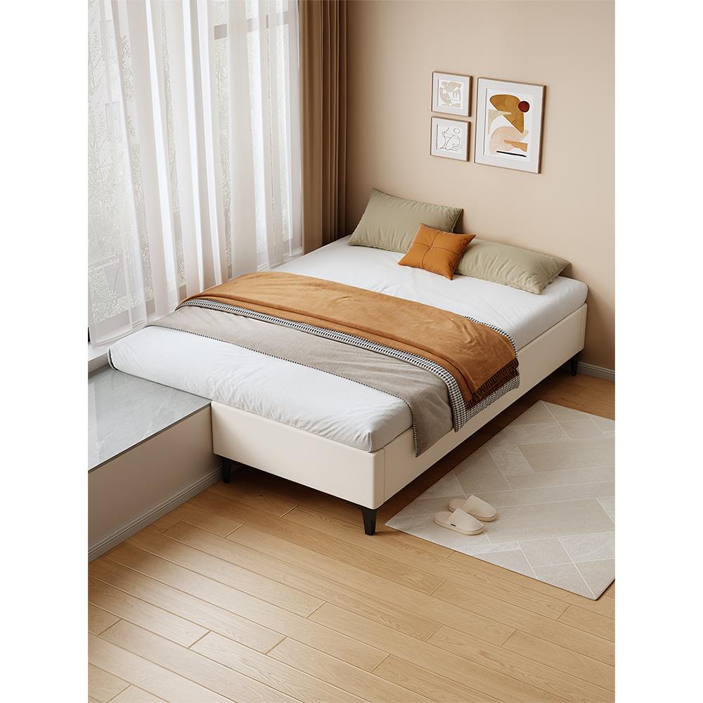 实木飘窗衔接床小户型无床头床架一体窗台改造延伸加宽拼接床定制