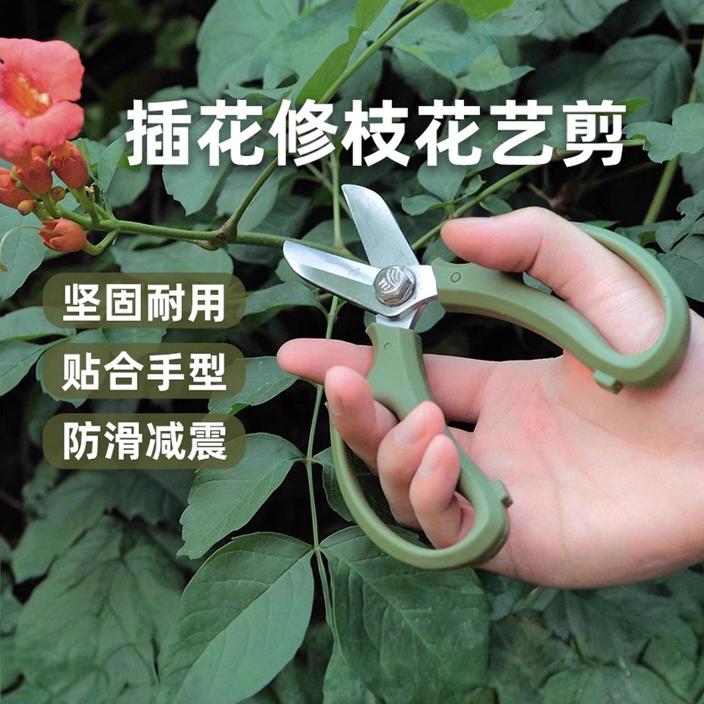 德国精工花剪园艺剪刀家用花艺修枝剪鲜花剪树枝专用剪刀果树园林