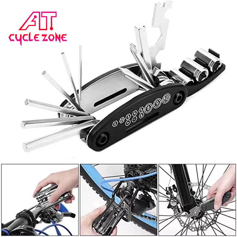 自行车维修工具16合1单车配件组合山地多功能内外六角螺丝刀扳手