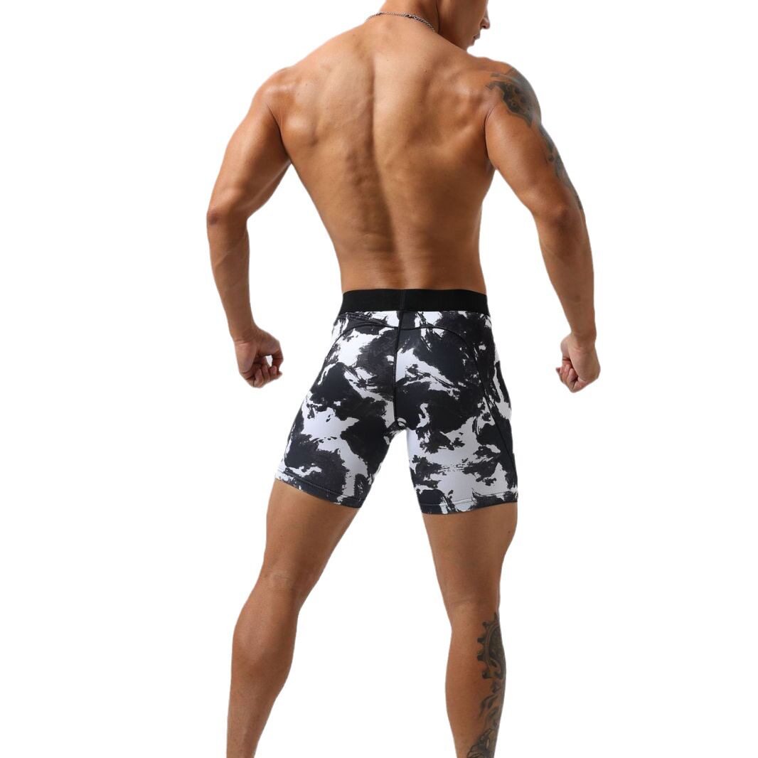 男士健身紧身短裤速干牛奶丝三分裤提臀透气防磨运动跑步打底性感