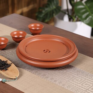 潮州工夫茶盘全手工储水小型矮扁茶盘圆形家用红茶船壶承潮州直发