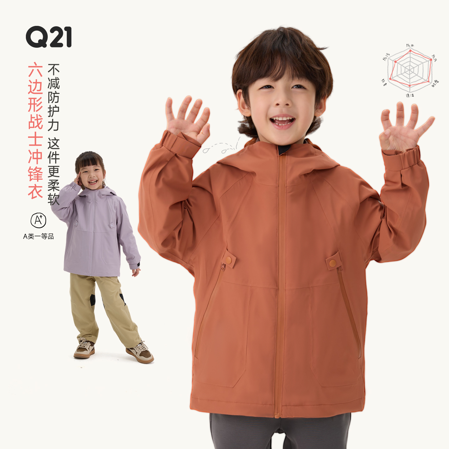 Q21六边形战士儿童冲锋衣