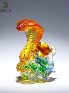 2025年蛇年吉祥物釉面蛇饰品招财进宝十二生肖创意家装蛇吉祥工艺