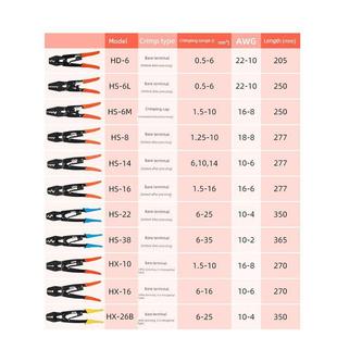 多功能电工压接钳Hd-6冷压端子预绝缘端子电缆压接钳快速压接帽