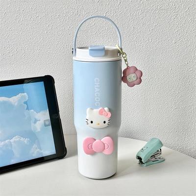 高颜值渐层色保温杯女生可爱316不锈钢吸管杯大容量双饮口冰霸杯