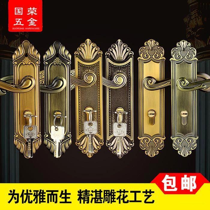 简单的欧式风格可访问豪华实心机械门锁凤凰雕刻室内无声实木拉手