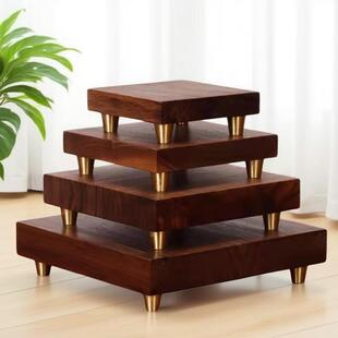 胡桃木奇石佛像摆件底座新中式花瓶实木底座底托工艺品桐木底座