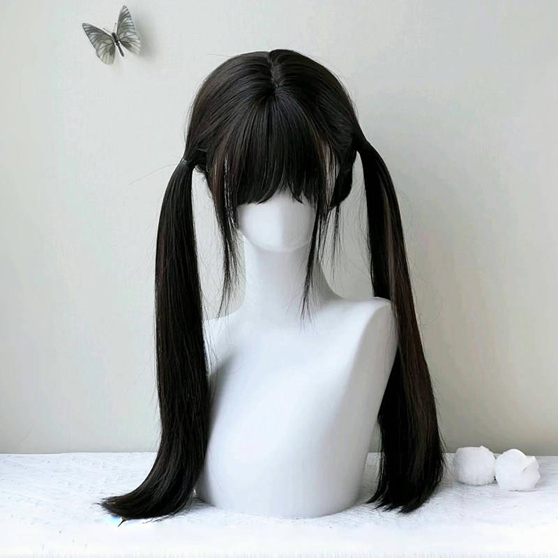 少萝假发女长发全头套式日常黑长直网红Lolita双马尾日系jk假发套