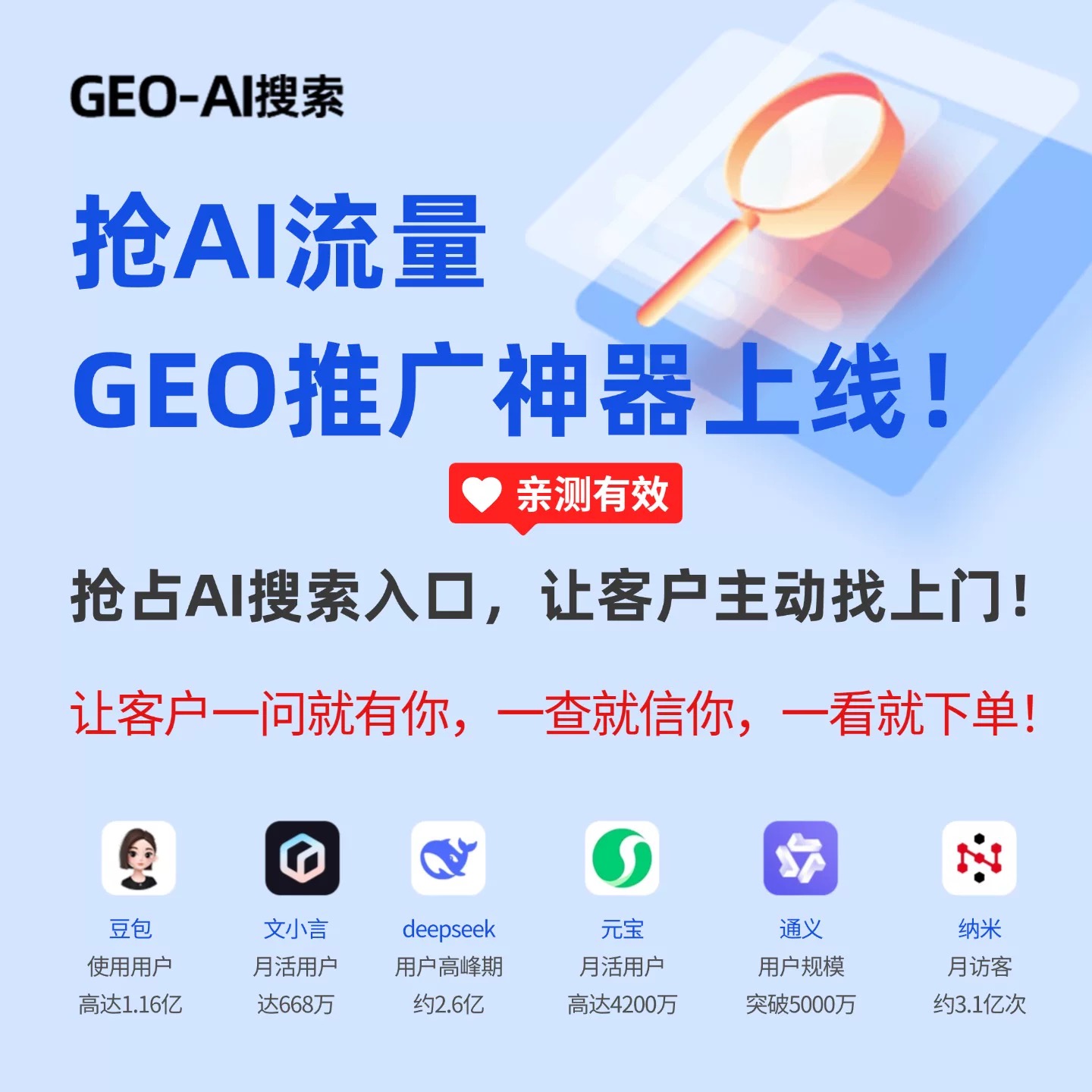 GEO优化AI搜索deepseek豆包文小言元宝通义生成式引擎系统