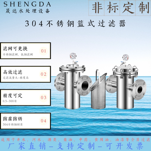 304不锈钢快开直通篮式过滤器