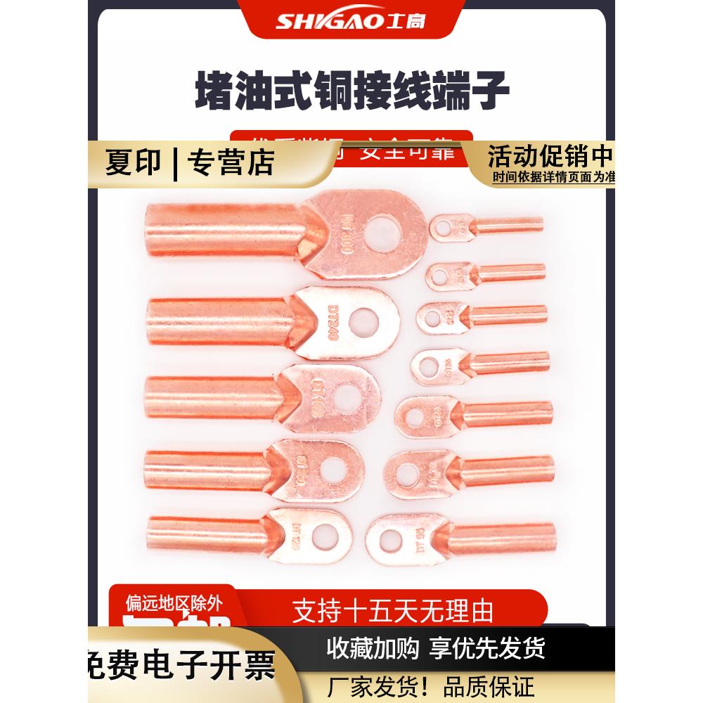 堵油式铜鼻子DT-16-25-35-70-95-185-240铜线耳电缆接头接线端子