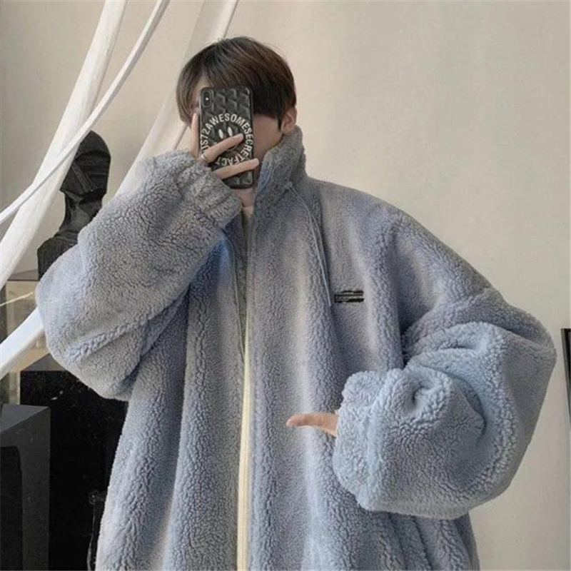 Winter Warm Coats for Men Leisure Lamb Wool Outerwear Male L