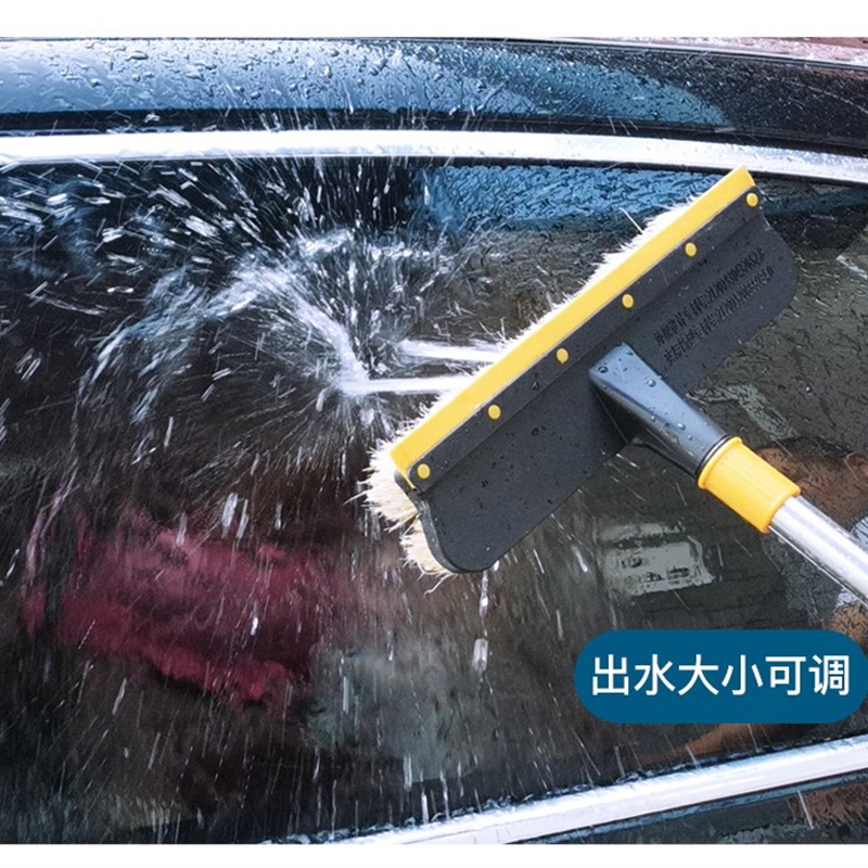 通水洗车拖把长柄伸缩杆猪鬃软毛洗车刷子通水刷货车客车清洁毛刷