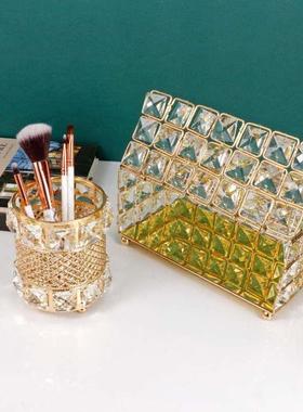 北欧轻风镀金铁艺化笔筒卧室化妆面妆笔SJT7448首饰收纳桌筒纸巾