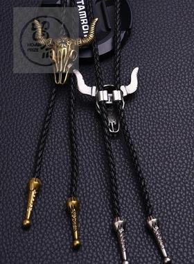 。Long Leather Necklace Jewelry Fashion retro mens PU Leath