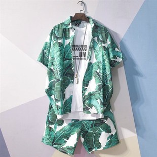Beach Clothes Men Hawaiian Shirt Set Men Fashion Clothing Sr