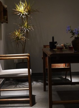 新中式黑胡桃木靠背椅茶家俱茶室禅意简约实木主人椅