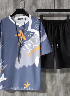 Summer Mens Sets Korean Fashion Tracksuit Men Sreetwear Cas