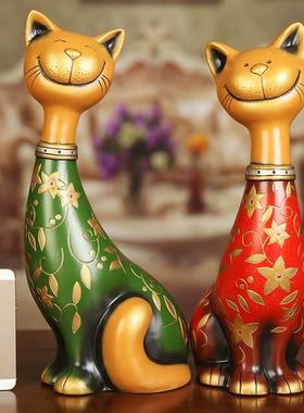 财礼猫摆现代客厅家居饰品件电视柜摆设新人结婚物闺蜜实用礼招品