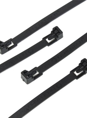 100Pcs Black Nylon Plastic Releasable Reusable Cable Tie Zip