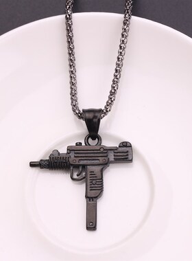 Cool Gothic Hip Hop UZI Kolye GUN Shape Pendant Necklace Gol