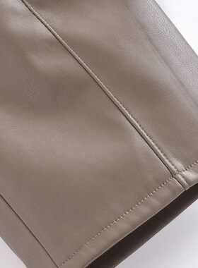 Tangada 2021 Women Faux Leather Pants Cargo Sthy Waist Pants