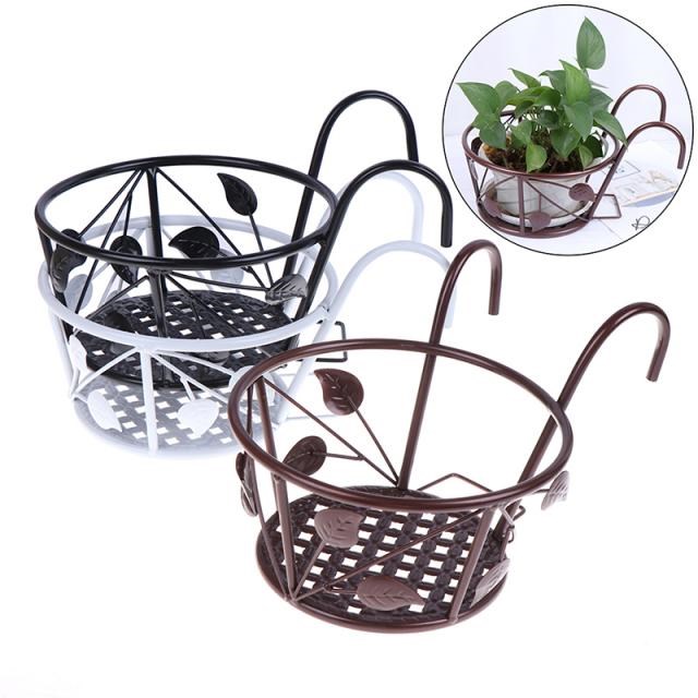 Outdoor Hanging Basket Plant Iron Racks Fence Balcony Round