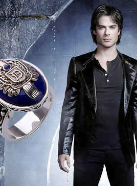 The Vampire Diaries Ring New Fashion Punk Blue Enamel Ring F