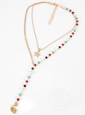 。Fashion Necklace simple Star Moon Pendant collarbone chain