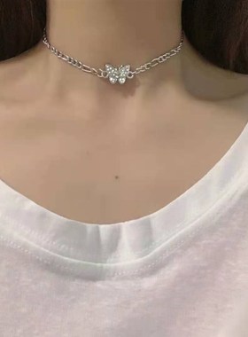 Titanium steel butterfly diamond necklace design feeling