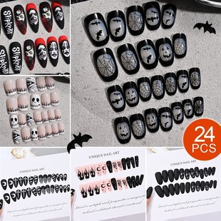 Press on Nails 24PCS Halloween Punk Style False Nails Pumpki