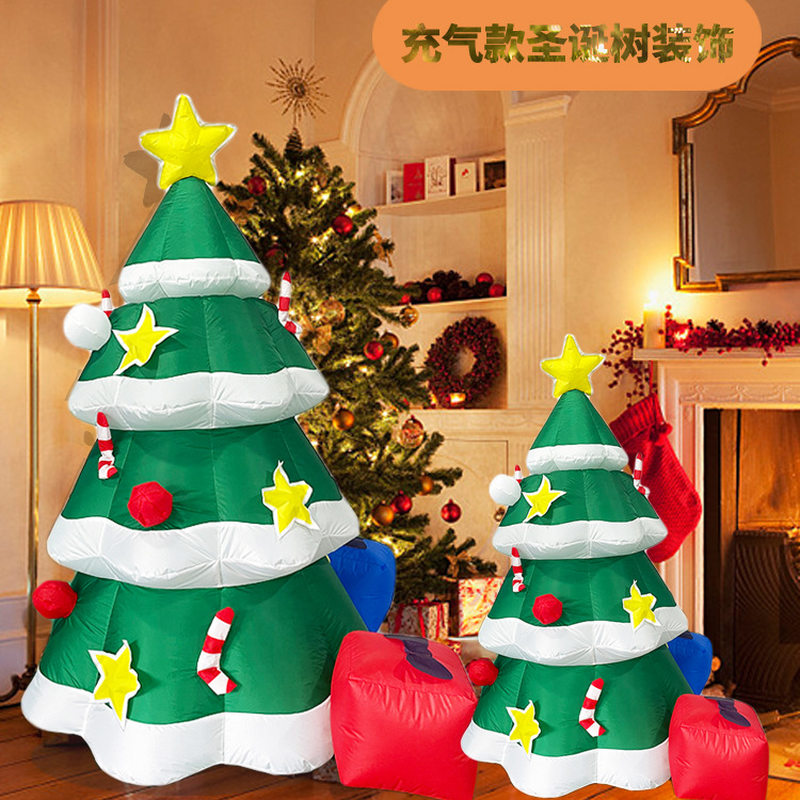 耶诞节充气模耶诞树耶诞老人卡通模型户外商场游乐园发光装饰道具