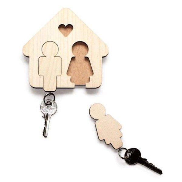 Wooden Key Chain Couples Set of 2 Keys Ring with Matching