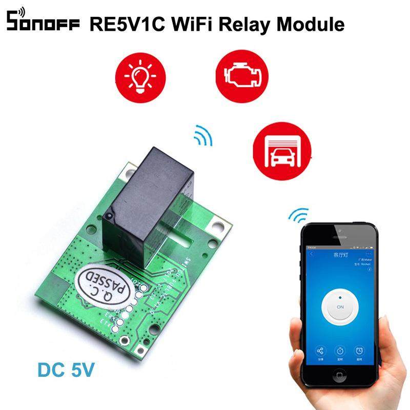 SONOFF RE5V1C Wifi开关 点动/自锁 智能APP语音继电器模块