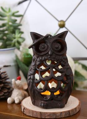 欧式复古风灯蜡烛台猫头鹰铁艺景区园艺灯笼挂件壁挂灯手工制作