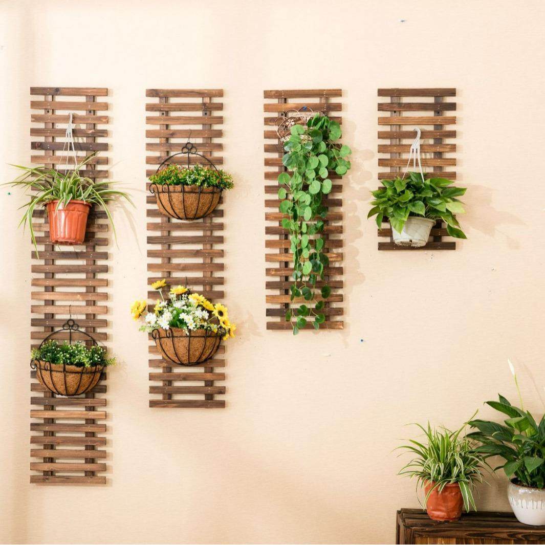 爬藤架防腐木花架家居软饰壁挂式墙壁植物实木悬挂式花盆架子花卉