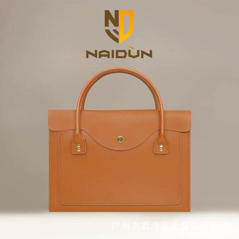 奈盾16寸笔记本电脑手提包防水PVC皮质14寸通勤电脑包女士高级感