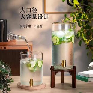 大容量带龙头冷水壶玻璃泡饮料桶耐高温家用储水水果茶凉水瓶商用